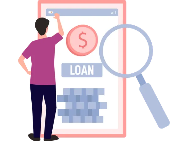 Man finding business loan  Illustration