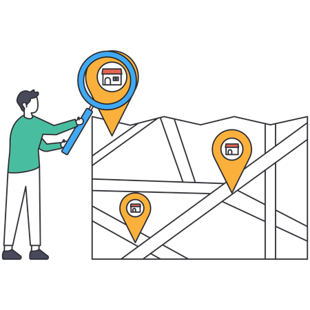 Man finding Business Locations  Illustration