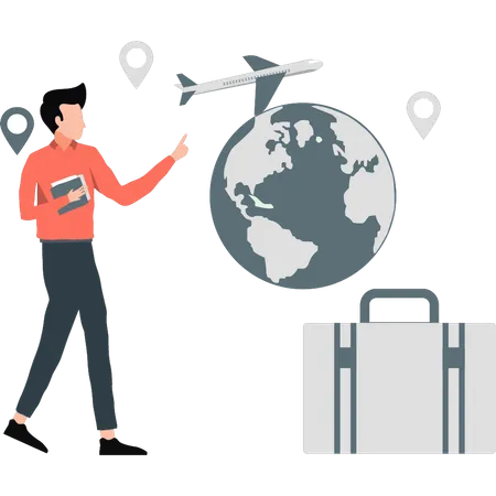 Man finding business tour location  Illustration