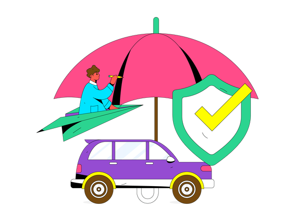 Man finding car insurance  Illustration