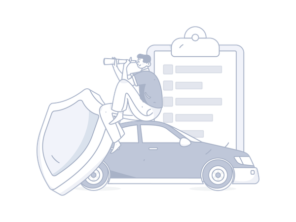 Man finding car insurance  Illustration