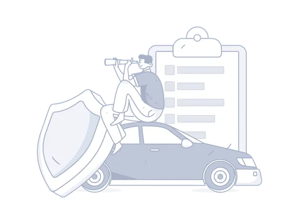 Man finding car insurance  Illustration