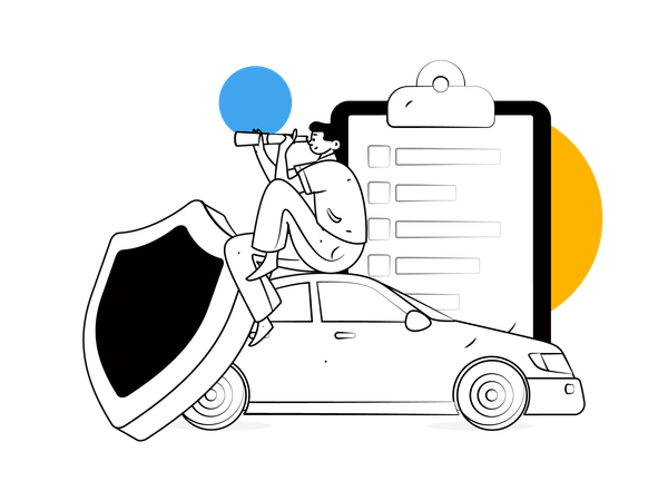 Man finding car insurance  Illustration