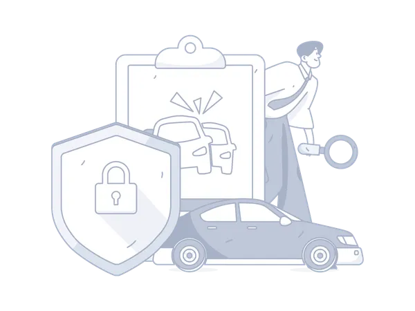 Man finding car insurance  Illustration