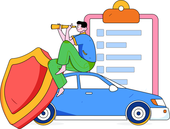 Man finding car insurance  Illustration