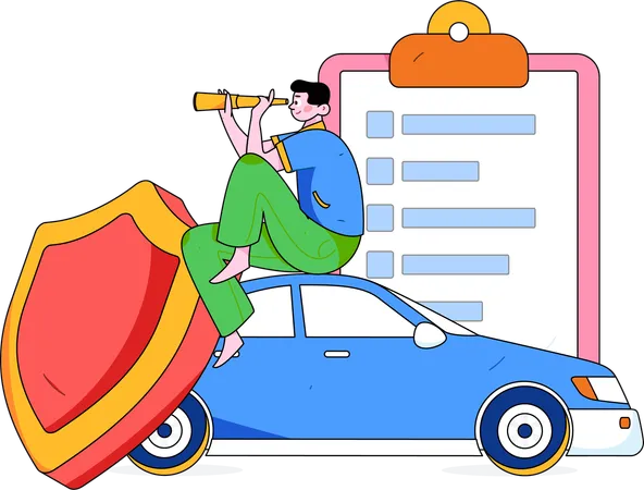 Man finding car insurance  Illustration