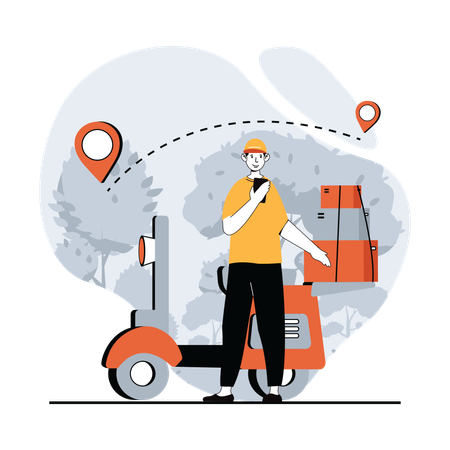 Man finding delivery location  Illustration