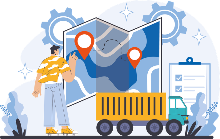 Man finding delivery location  Illustration