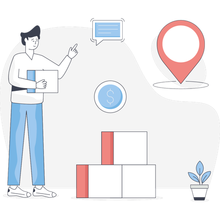 Man Finding Delivery Location  Illustration