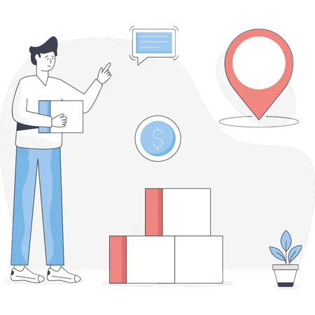 Man Finding Delivery Location  Illustration