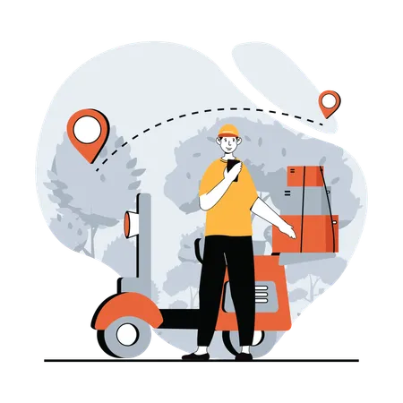 Man finding delivery location  Illustration