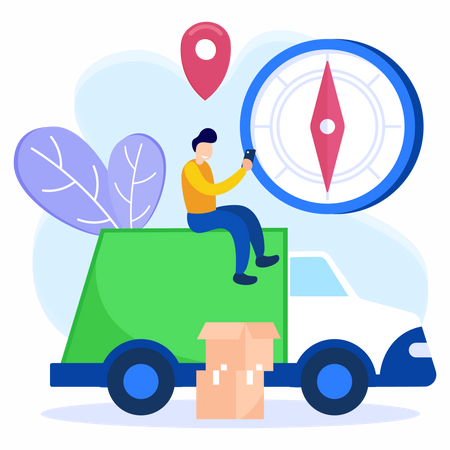 Man finding delivery location  Illustration