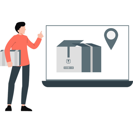 Man finding delivery location  Illustration