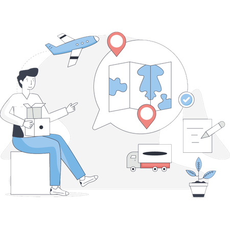 Man finding delivery location  Illustration