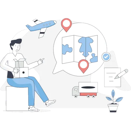 Man finding delivery location  Illustration
