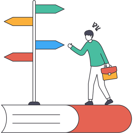 Man finding Education Direction  Illustration