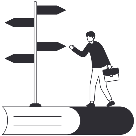 Man finding Education Direction  일러스트레이션