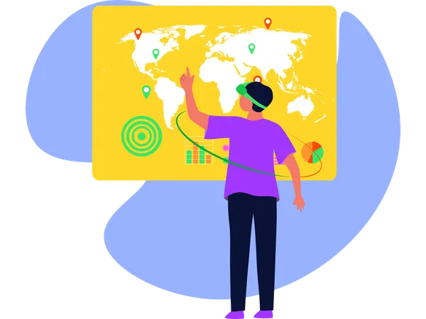 Man Finding Global Location Using Vr Technology  Illustration