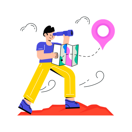 Man finding Gps Tracking  Illustration