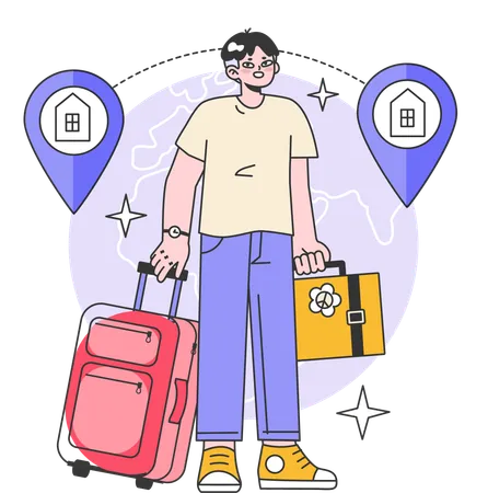 Man finding hotel location  Illustration