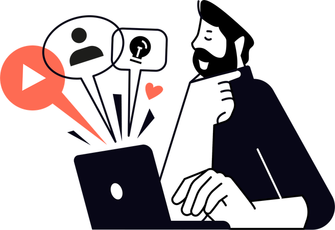 Man Finding Ides Online  Illustration