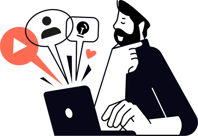 Man Finding Ides Online  Illustration