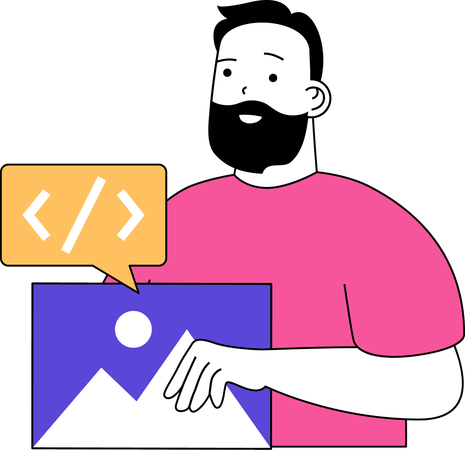 Man finding image source code  Illustration