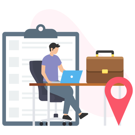 Man finding job location  Illustration