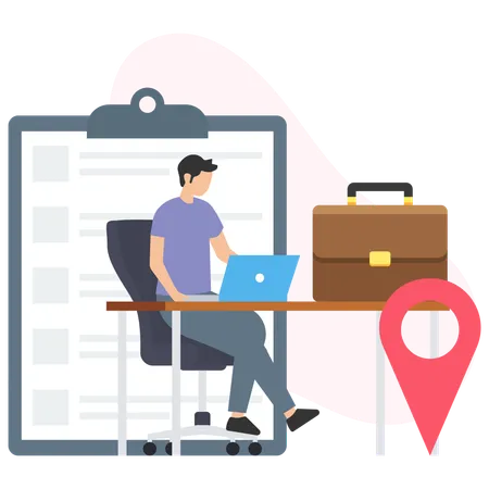 Man finding job location  Illustration