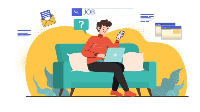 Man finding job on browser  Illustration