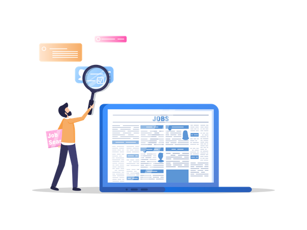 Man Finding Job Selection Profile  Illustration