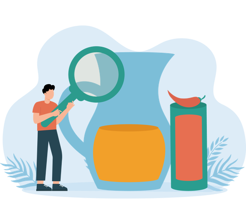 Man finding juice jar  Illustration