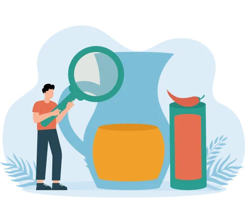 Man finding juice jar  Illustration