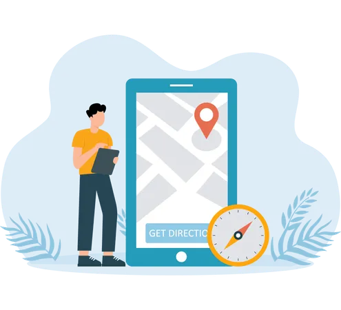 Man finding location direction  Illustration