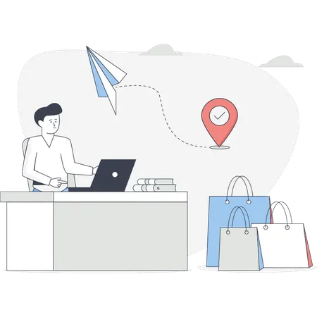 Man finding location  Illustration