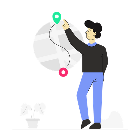 Man finding location  Illustration