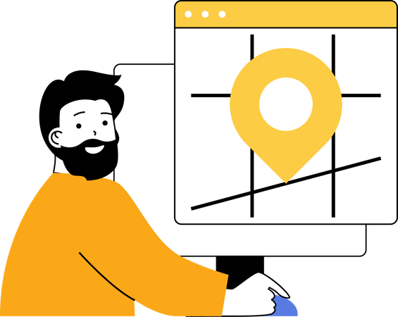 Man finding location online  Illustration