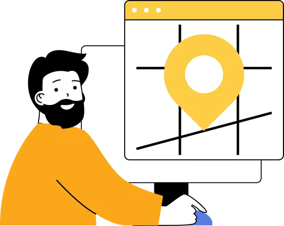 Man finding location online  Illustration