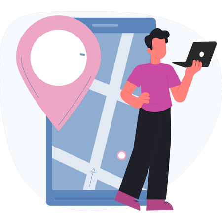 Man finding location online  Illustration