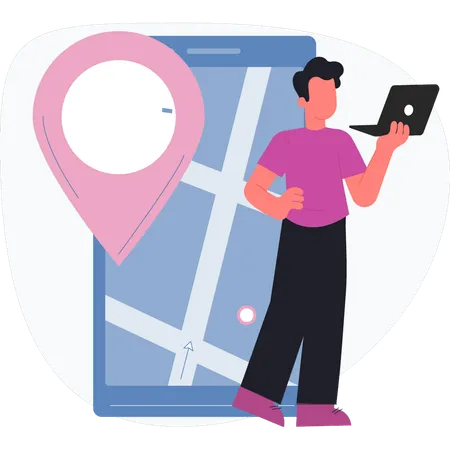 Man finding location online  Illustration