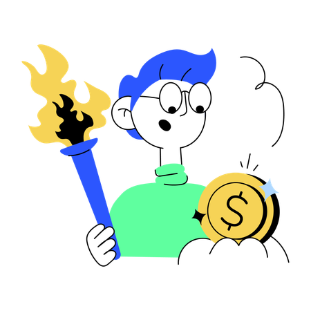 Man finding money  Illustration