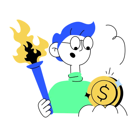 Man finding money  Illustration