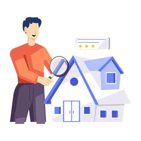 Man finding new house for himself  Illustration