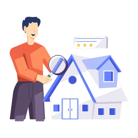 Man finding new house for himself  Illustration