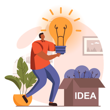 Man finding new idea  Illustration