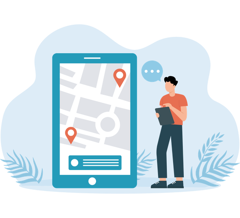 Man finding online location  Illustration