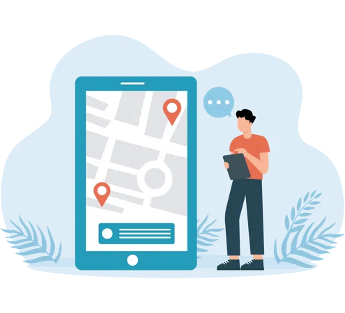 Man finding online location  Illustration