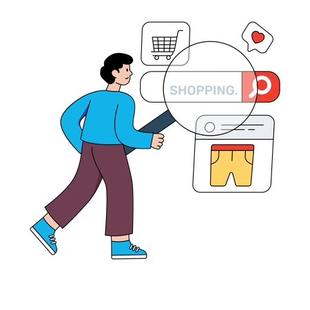 Man finding online product  Illustration