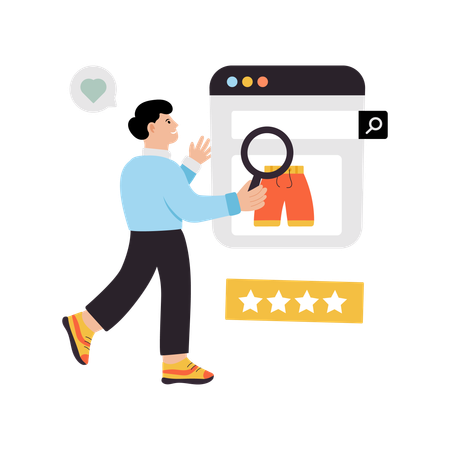 Man Finding Online Product  Illustration