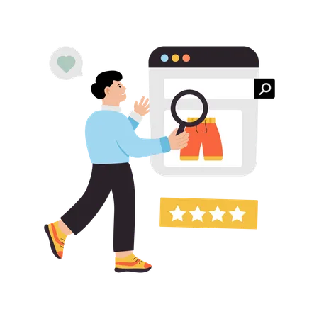 Man Finding Online Product  Illustration